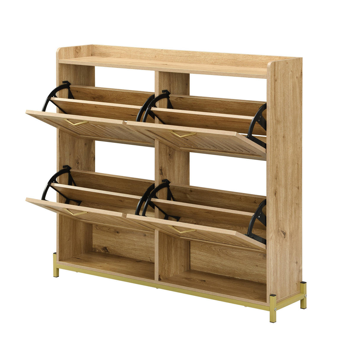 SCHUHSCHRANK aus MDF 108,5x24x100cm in Naturfarben mit 4 Türen - Naturfarben, Holzwerkstoff (108.5/100/24cm) - Modfu