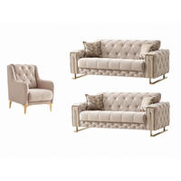 SITZGARNITUR Shimla, Beige Stellvariante 2+2+1 - Beige, Holzwerkstoff/Metall (160/80/100cm)