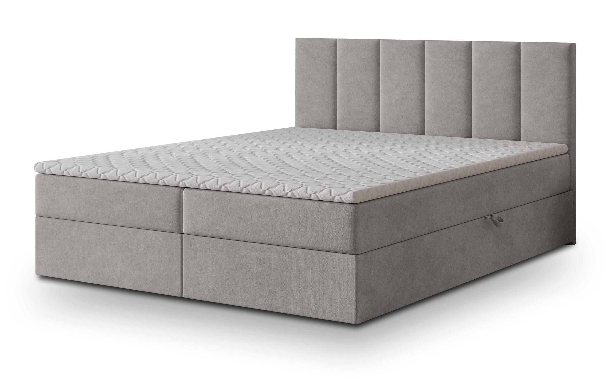 POSTEL BOXSPRING MERIL 160x200 cm, s matrací a úložným prostorem, šedá - šedá, kompozitní dřevo/textil (160/200cm) - MASSENO