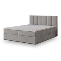 POSTEL BOXSPRING MERIL 160x200 cm, s matrací a úložným prostorem, šedá - šedá, kompozitní dřevo/textil (160/200cm) - MASSENO