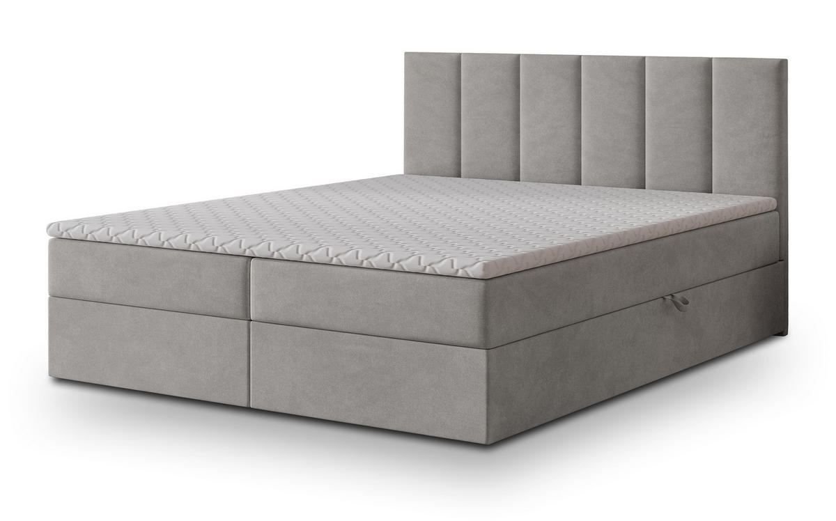 POSTEL BOXSPRING MERIL 160x200 cm, s matrací a úložným prostorem, šedá - šedá, kompozitní dřevo/textil (160/200cm) - MASSENO