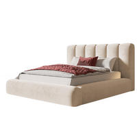 BETT 140x200 - Polsterbett mit Bettkasten und Holzrahmen - Modern Bett - Eleganter Amor-Velvet-Stoff - Kollektion Alva Maxi - Beige - Beige, Holz/Textil (140/200cm) - Alpi-Möbel