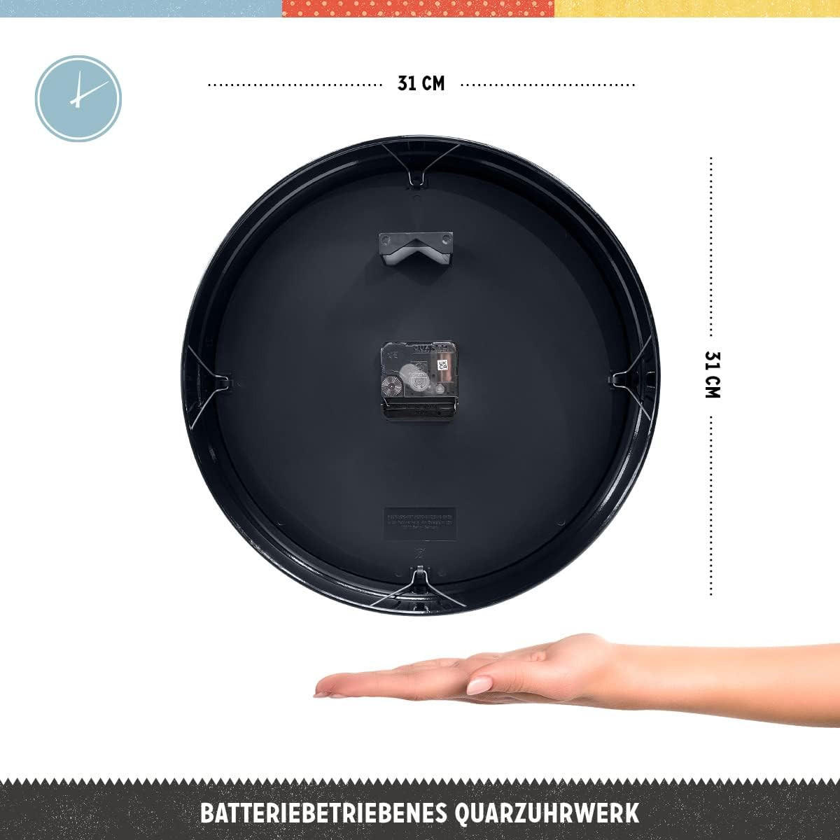 WANDUHR Bier und Spirituosen schmeckt immer Tablett Ø 31 cm - Gelb/Hellblau, Metall (31/5/31cm) - Nostalgic-Art