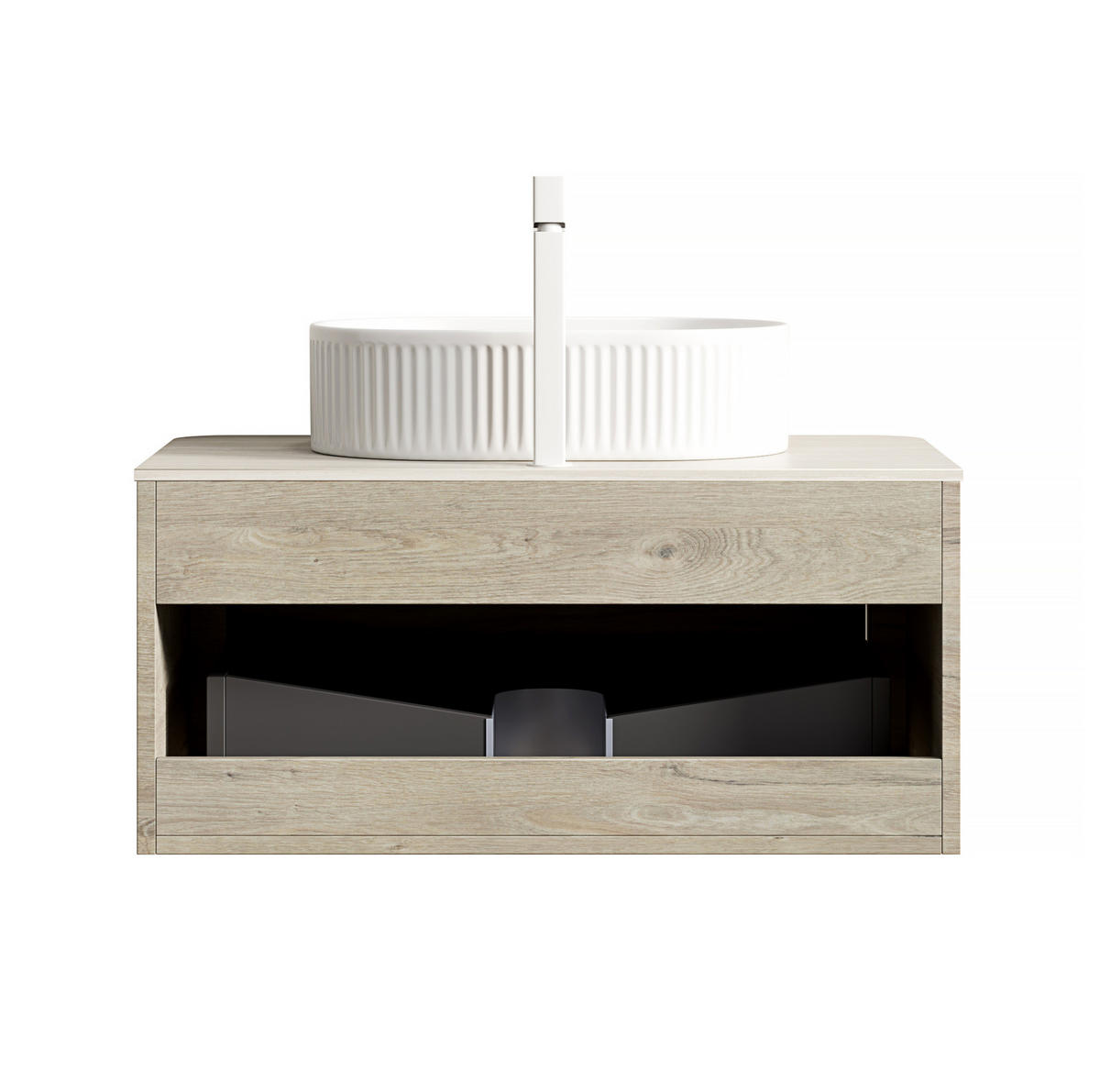 WASCHTISCHKOMBI 80 cm Beige/Off White/White aus Keramik und Sinterstein mit Soft-Close-Schublade - Creme, Keramik (80/50.2/46cm) - OKMYHOME
