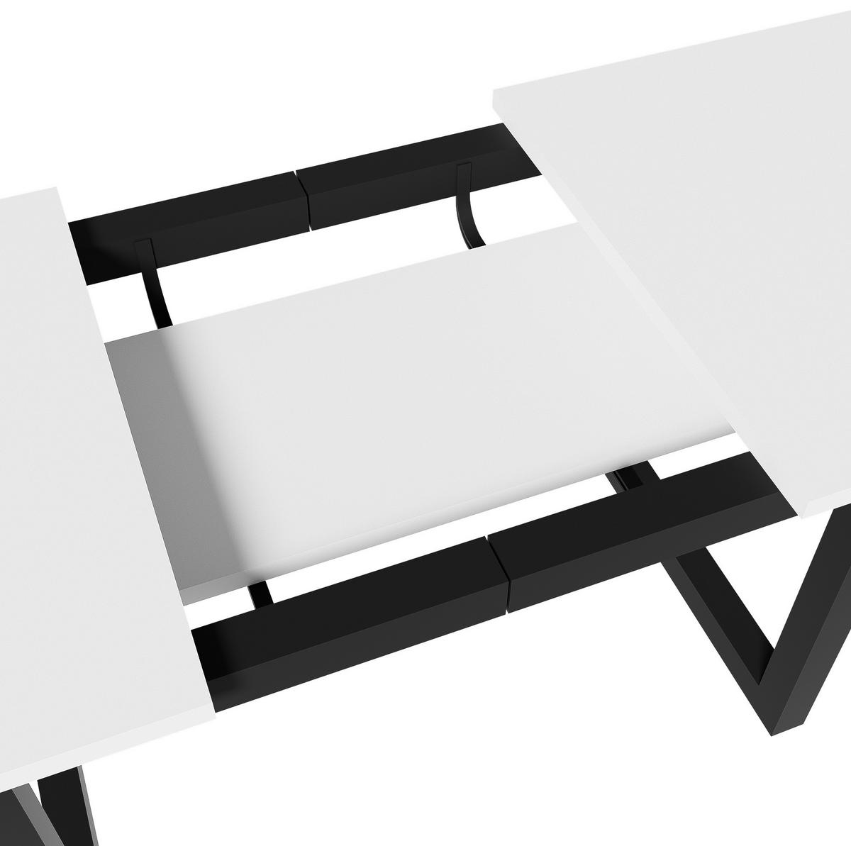 ESSTISCH in Weiß und Schwarz moderner einfacher Esszimmertisch aus Eisen für Esszimmer, B140/T80/H75 cm - Schwarz/Weiß, Holzwerkstoff/Metall (80/180/75cm) - STILVORA