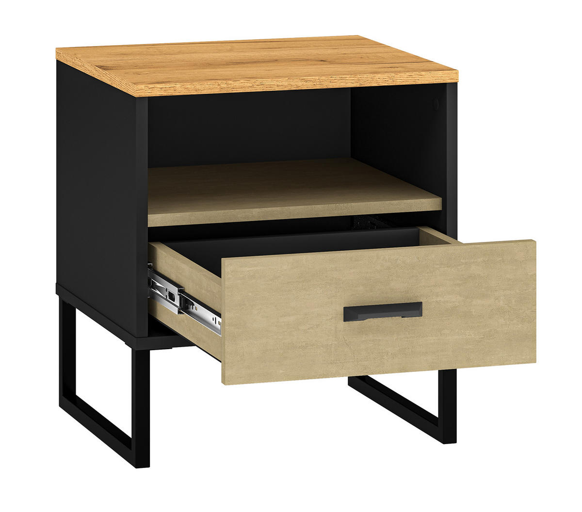 JUGENDZIMMER-SET Colt schwarz / Craft Gold Eiche / Premium Steel 3-teilig - Multicolor/Braun, Holz/Holzwerkstoff (126/190/208cm) - Feldmann-Wohnen