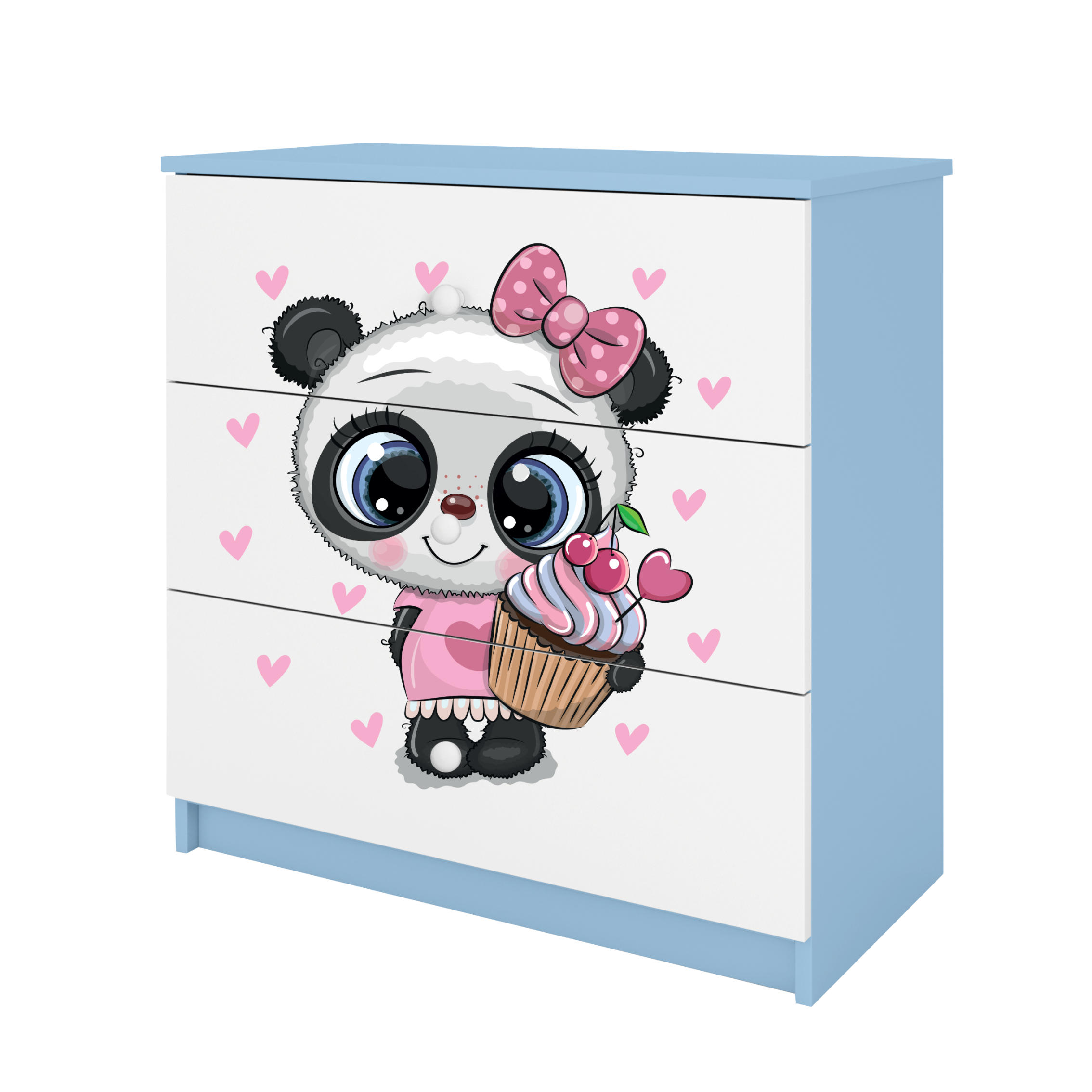 RAUMHIRSCH FURNITURE DĚTSKÁ KOMODA Panda s šuplíky v modré barvě