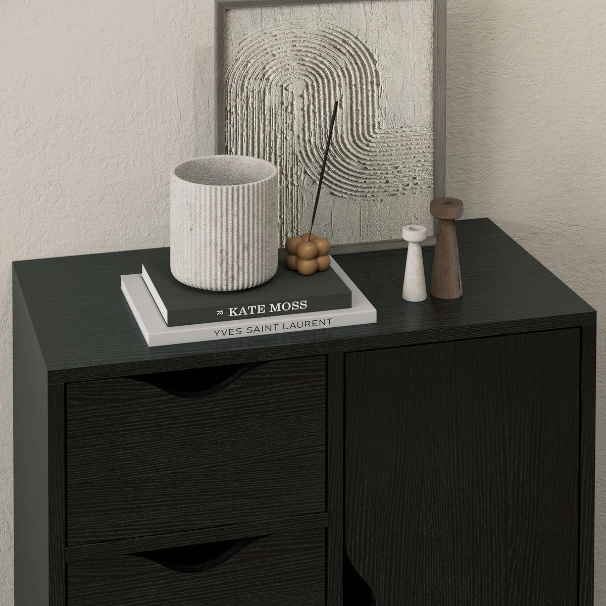 KOMMODE DE-12423 54/29/83 cm Schwarz - Schwarz, Holzwerkstoff (54/83/29cm) - ComfortXL