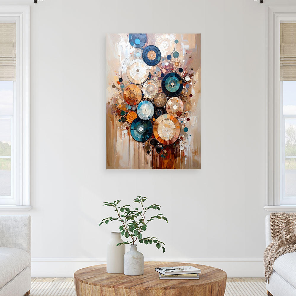 LEINWANDBILD Moderne Abstraktion Räder Farbeffekt 80x120cm - Beige, Textil (80/120cm) - Feeby