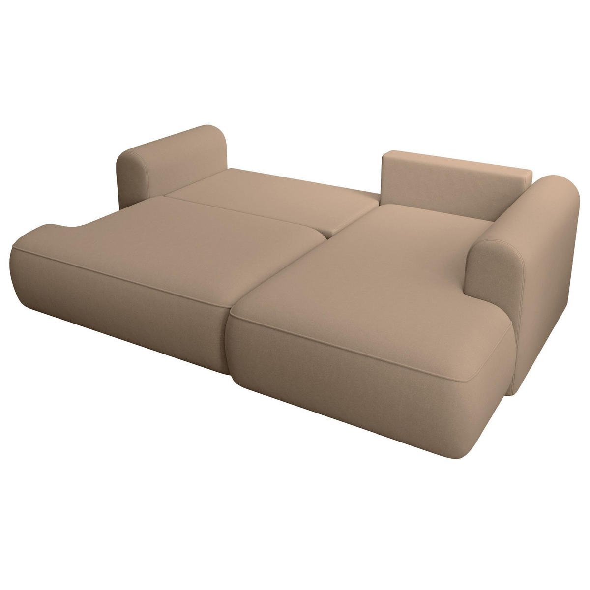 ECKSCHLAFSOFA Ovo Mini Beige Easy-Clean-Samtbezug - Beige/Schwarz, Kunststoff/Textil (238/156cm) - Selsey