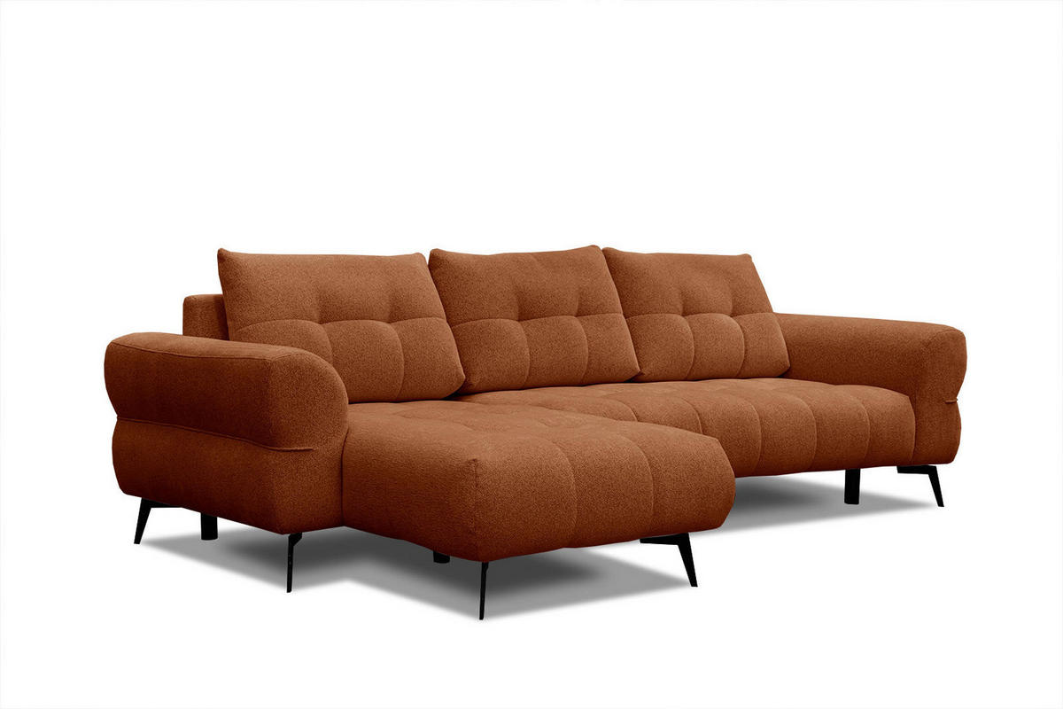 ECKSOFA SALVINI 4-Sitzer, dunkelorange - Dunkelorange/Schwarz, Holzwerkstoff/Textil (158/292cm) - Courtois Laville