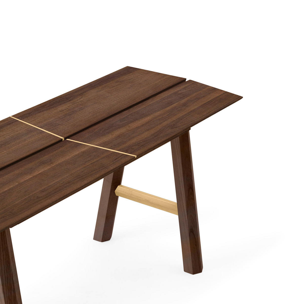 BANK Savia mit goldenen Details - Goldfarben/Walnussfarben, Holz (102/45/36cm) - Woodendot