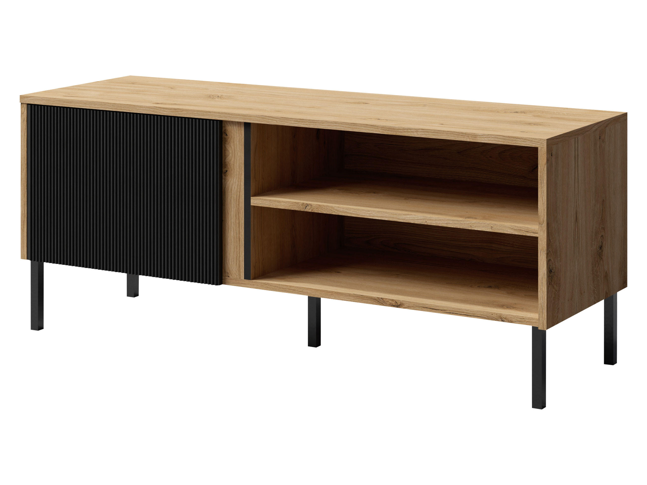 TV-LOWBOARD Mia 07 - Schwarz/Braun, Holzwerkstoff/Metall (120/50/41cm) - MIRJAN24