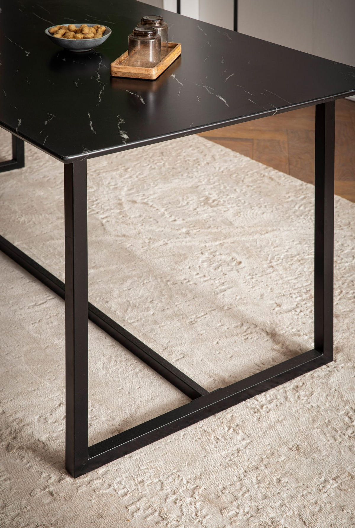 ESSTISCH Marmoroptik Metall Rechteckig Modern Klein, Schwarz 120x60x76 cm - Schwarz, Holzwerkstoff/Metall (60/120/76cm) - KADIMA DESIGN