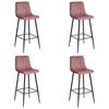 BARHOCKER 4-er Set POZZA dunkelrosa Sitz, schwarze Basis - Dunkelrosa/Schwarz, Textil (43/104/35cm) - Valora