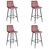 BARHOCKER 4-er Set POZZA dunkelrosa Sitz, schwarze Basis - Dunkelrosa/Schwarz, Textil (43/104/35cm) - Valora