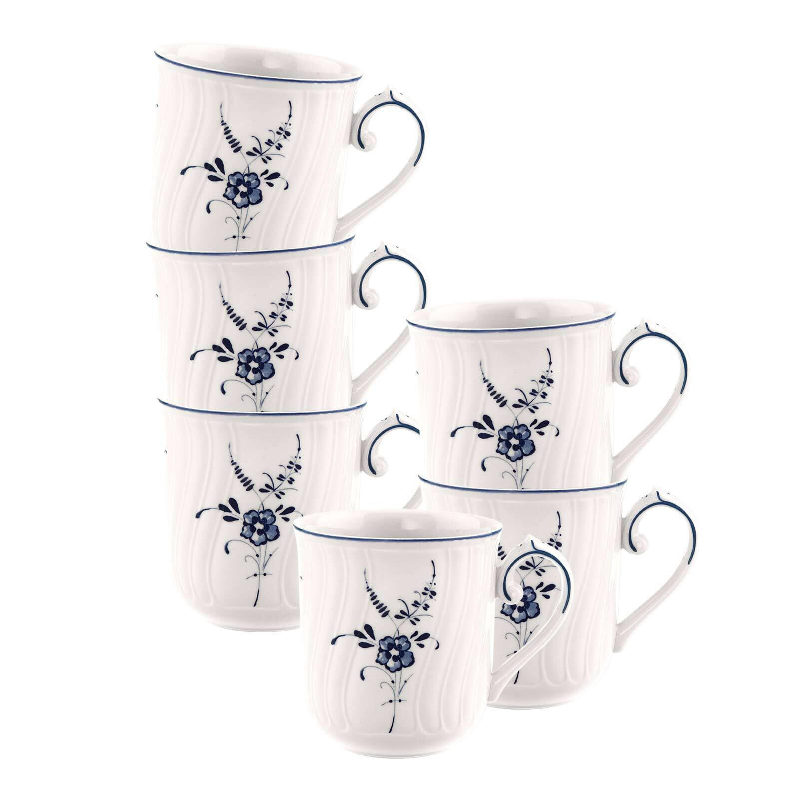 KAFFEEBECHER Vieux Luxembourg weiß-blau 290 ml 6er Set - Blau/Weiß, Keramik (0.29L) - Villeroy & Boch