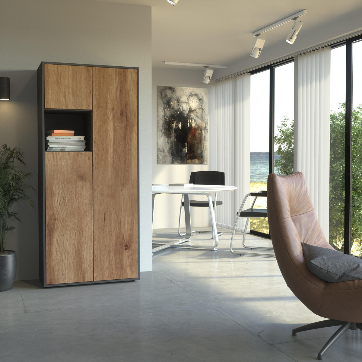 AKTENSCHRANK Amira T10 Eiche Wotan 180/80/40 cm - Eiche Wotan, Holzwerkstoff (80/180/40cm) - SIMPLYFURN