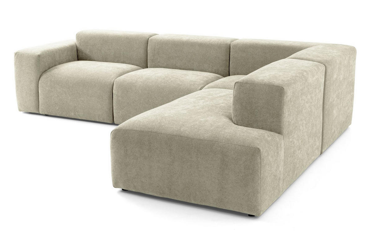 4-SITZER modulares Ecksofa HEAVEN SET 2 Rechts, Breite 300 cm Webstoff Olivgrün - Schwarz/Olivgrün, Holz/Kunststoff (245/300cm) - Muffo