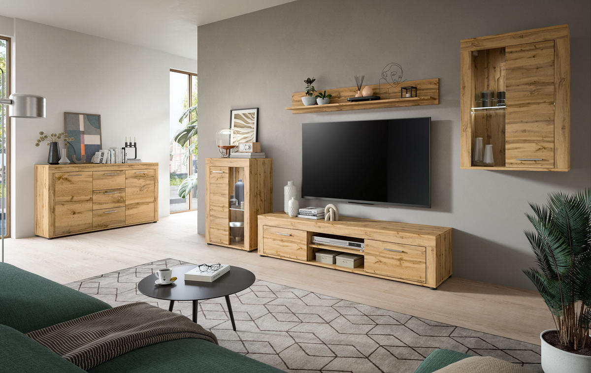 VITRINE JAM (B/H/T: ca. 60/86/35 cm) in Wotan Eiche Nachbildung/Wotan Eiche Nachbildung - Eiche Wotan, Holzwerkstoff (60/86/35cm)