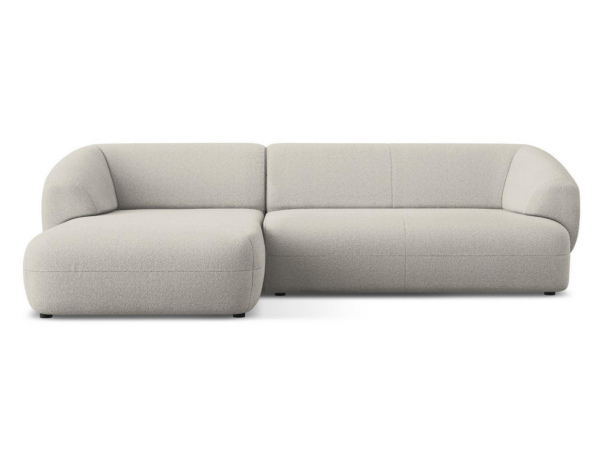 ECKSOFA Links Bouclé Stoff Beige - Beige/Schwarz, Kunststoff/Textil (156/280cm) - Makamii