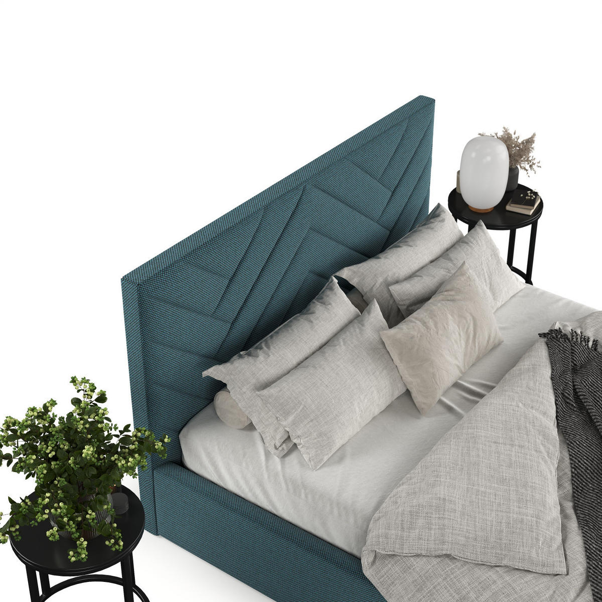 POLSTERBETT Arco 160/200 cm Türkis im Inari Stoff - Türkis/Schwarz, Holz/Holzwerkstoff (160/200cm) - AltaBeds