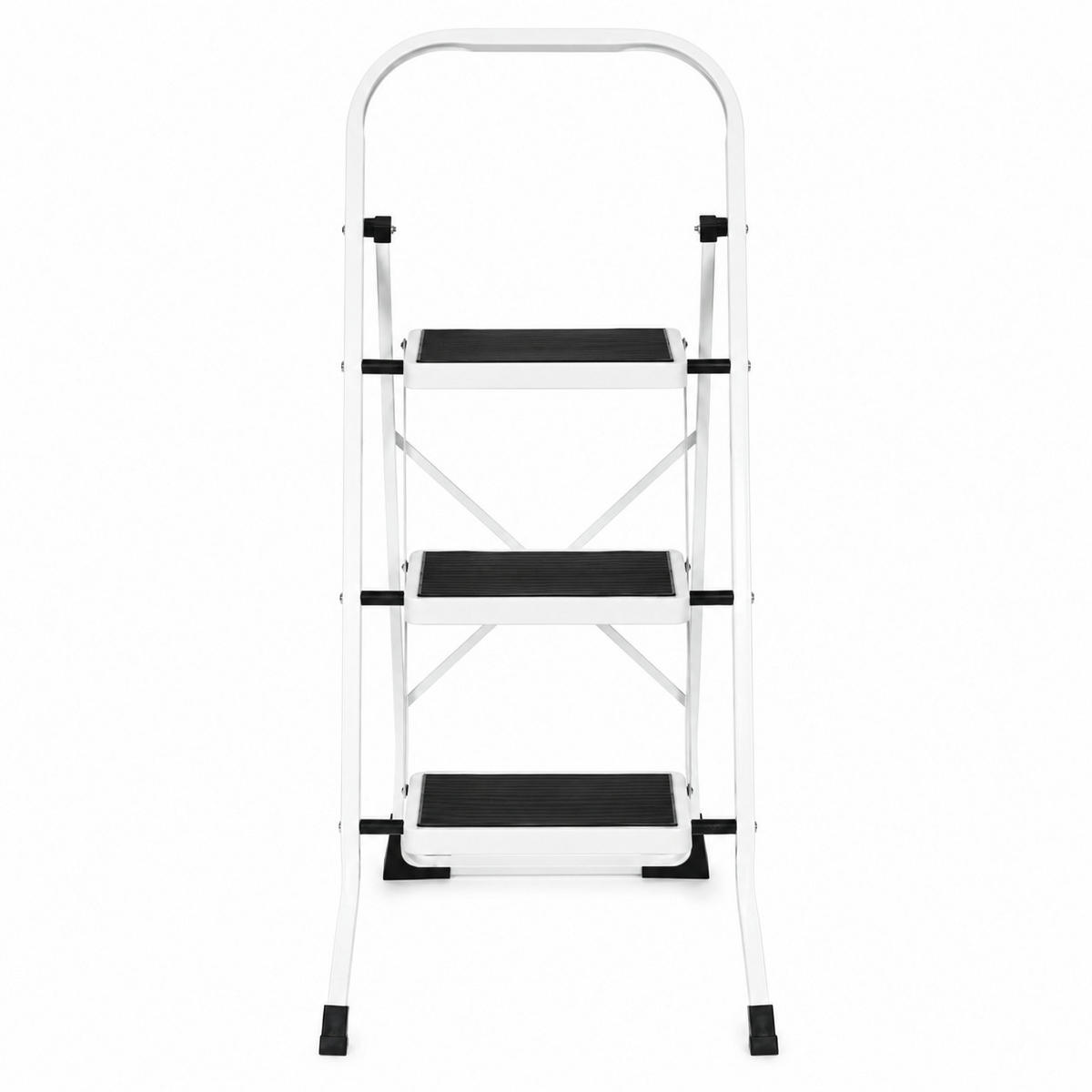 KLAPPTRITTLEITER 3 Stufen Weiß - Schwarz - Schwarz/Weiß, Kunststoff/Metall (47/104.5/67cm) - Mat-Haus