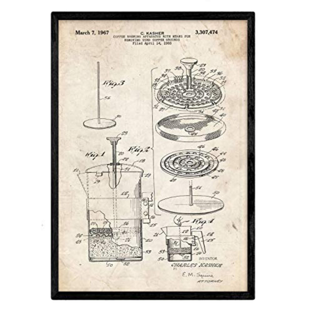 POSTER Kaffee Patent 3 A3 Rahmenlos - Klar, Papier (29.7/5/42cm) - Nacnic