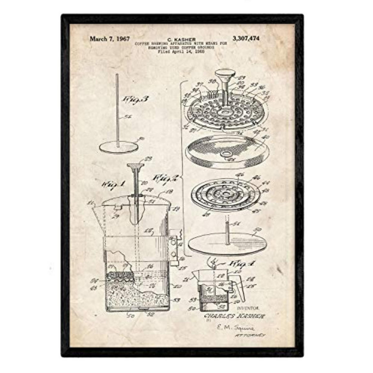POSTER Kaffee Patent 3 A3 Rahmenlos - Klar, Papier (29.7/5/42cm) - Nacnic