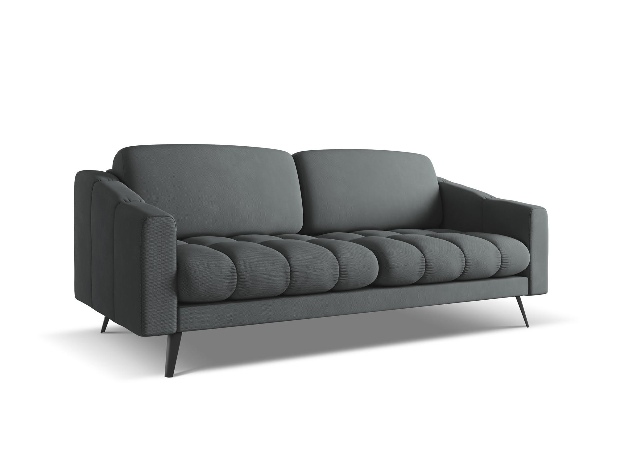 3-SITZER SOFA Chenille Stoff Grau - Schwarz/Graphitfarben, Textil/Metall (202/80/95cm) - Makamii