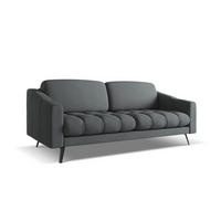 3-SITZER SOFA Chenille Stoff Grau - Schwarz/Graphitfarben, Textil/Metall (202/80/95cm) - Makamii