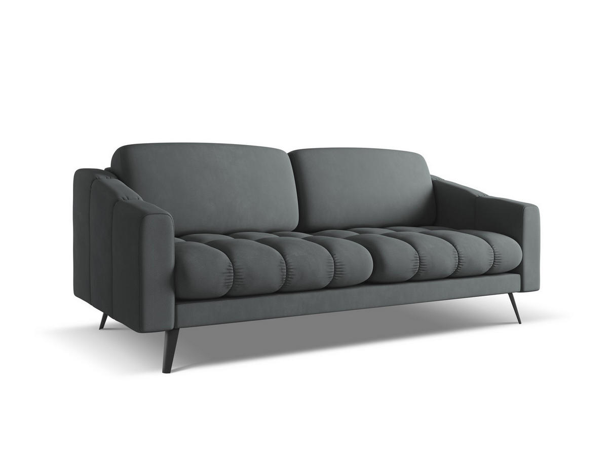 3-SITZER SOFA Chenille Stoff Grau - Schwarz/Graphitfarben, Textil/Metall (202/80/95cm) - Makamii