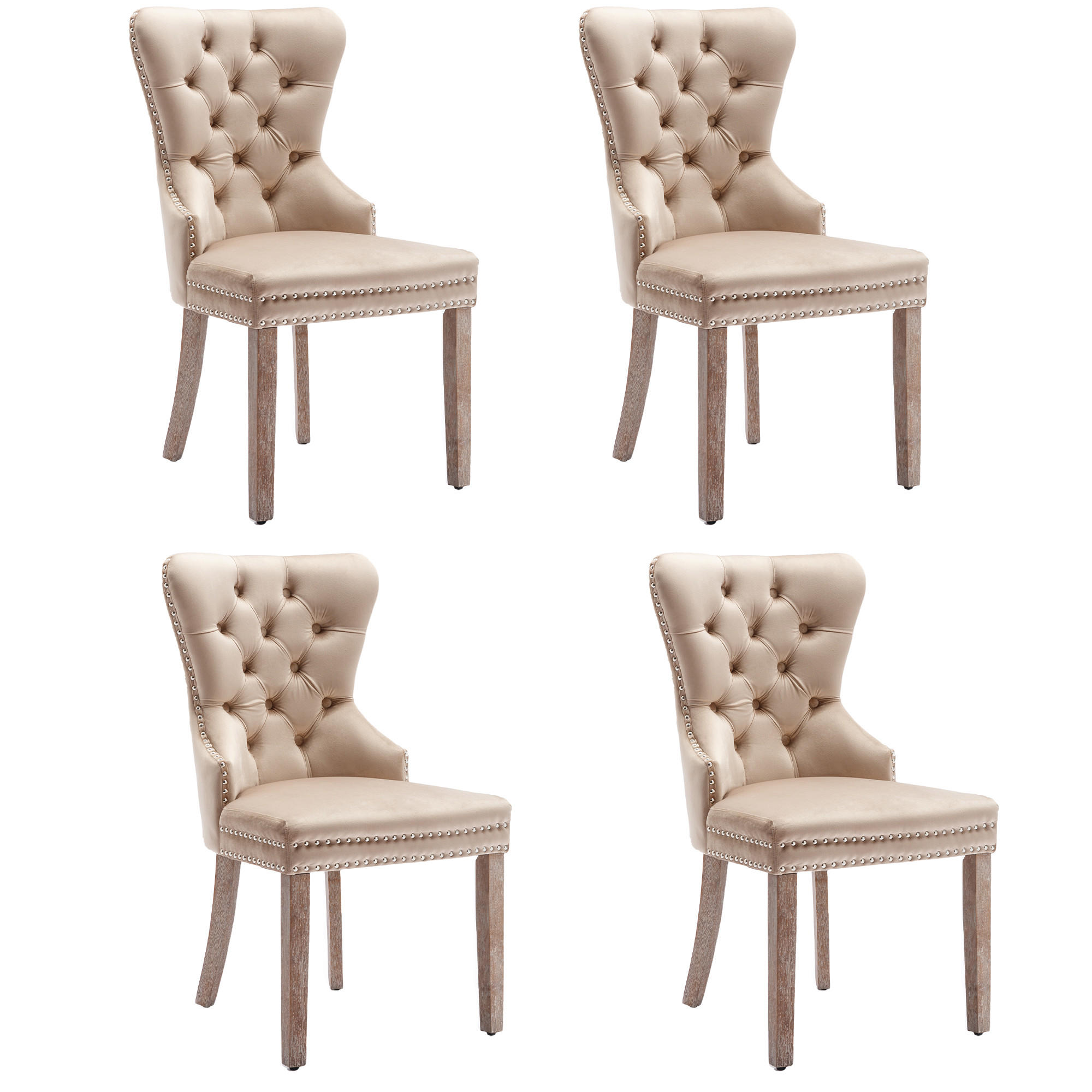 STUHL-SET DE-35903 4 Stück mit Türklopfer-Design Beige - Beige, Holzwerkstoff (46.5/95/53cm) - ComfortXL