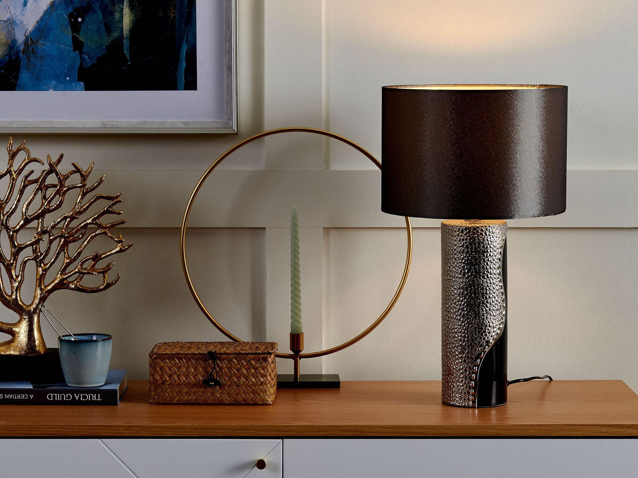 TISCHLAMPE Aiken 30/30/52 cm - Schwarz, Keramik (30/30/52cm) - Beliani