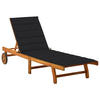 SONNENLIEGE mit Auflage Akazie Massivholz - Schwarz, Holz (59/76/200cm) - furnicato