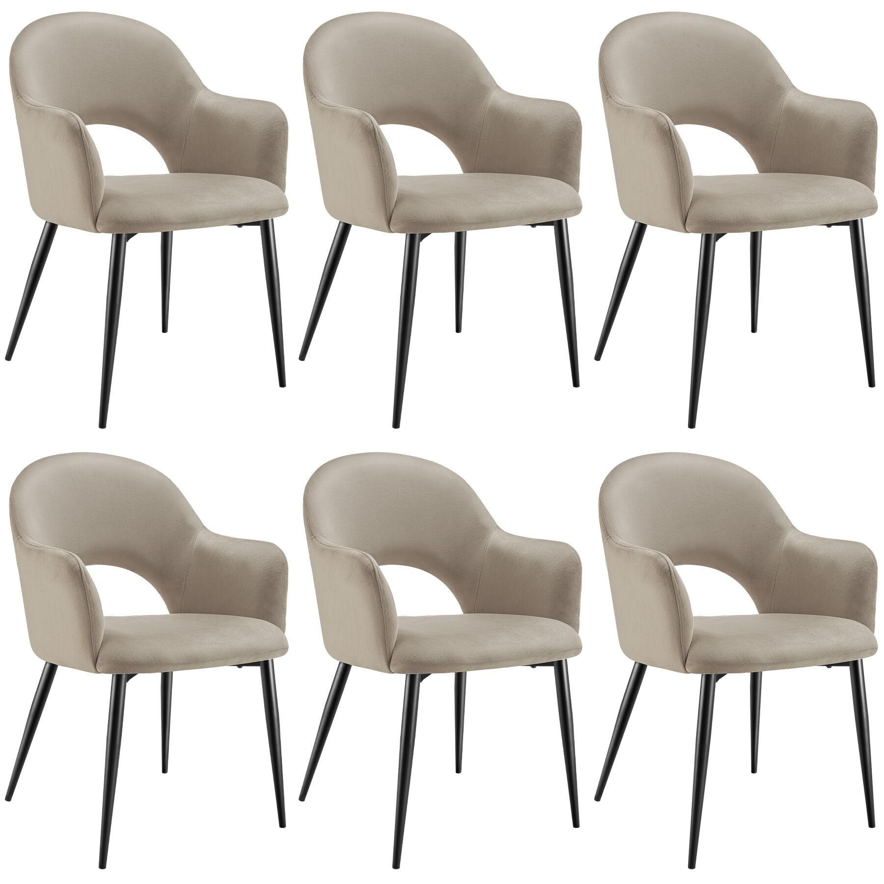 ARMLEHNSTUHL 6er Set Sachel 57 x 61 5 x 87 5 cm taupe - Taupe, Kunststoff (57/87.5/61.5cm) - tectake