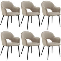 ARMLEHNSTUHL 6er Set Sachel 57 x 61 5 x 87 5 cm taupe - Taupe, Kunststoff (57/87.5/61.5cm) - tectake