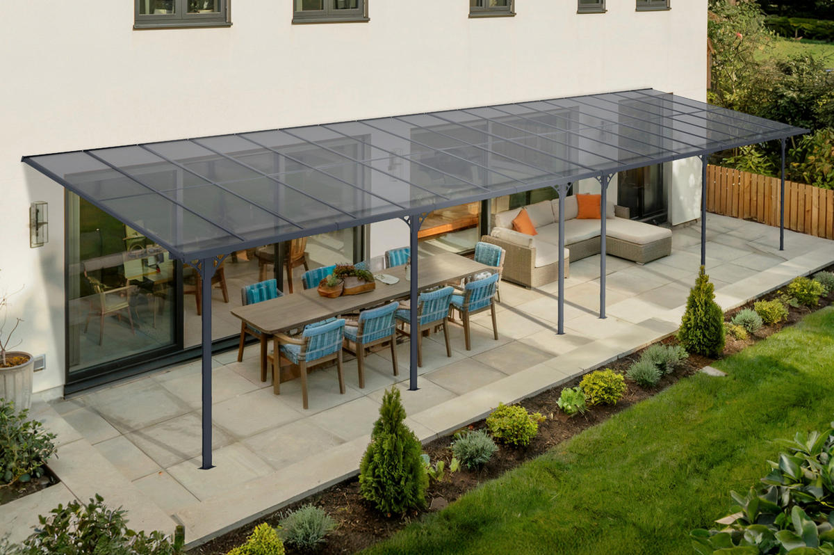 PERGOLA / CARPORT Kleo Grau 11m x 3m - Grau, Metall (1112/270/300cm) - Cazeboo