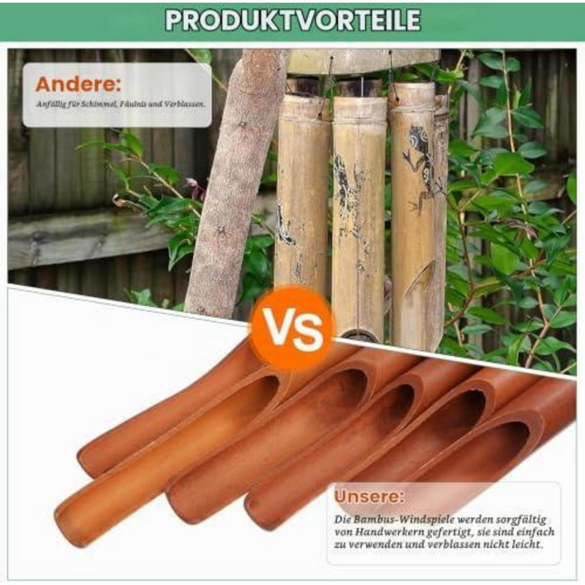 WINDSPIEL Bambus 6 Rohre 78 cm - Braun, Naturmaterialien (78/12.7/12.7cm)