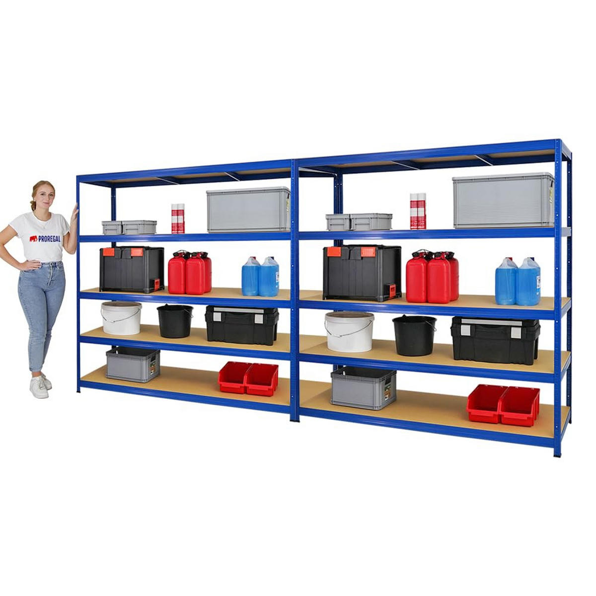 SCHWERLASTREGAL Giant Elephant 2er-Set mit 2x 180x180x60 cm Fachlast 200 kg Blau - Blau, Metall (360/180/60cm) - PROREGAL