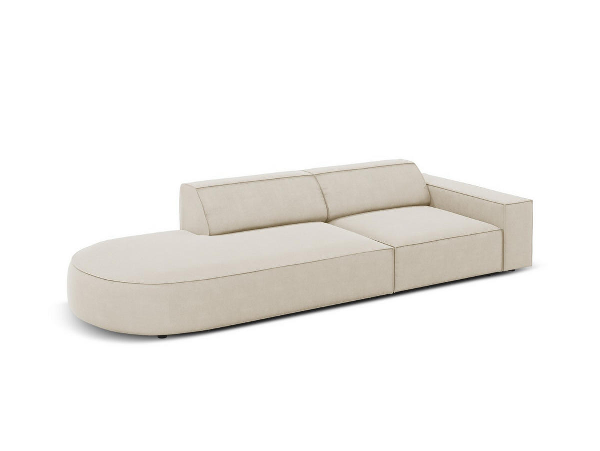 LINKES-SOFA Jodie aus Samt dunkelbeige 3 Sitzplätze - Mokka, Textil (262/70/102cm) - Micadoni