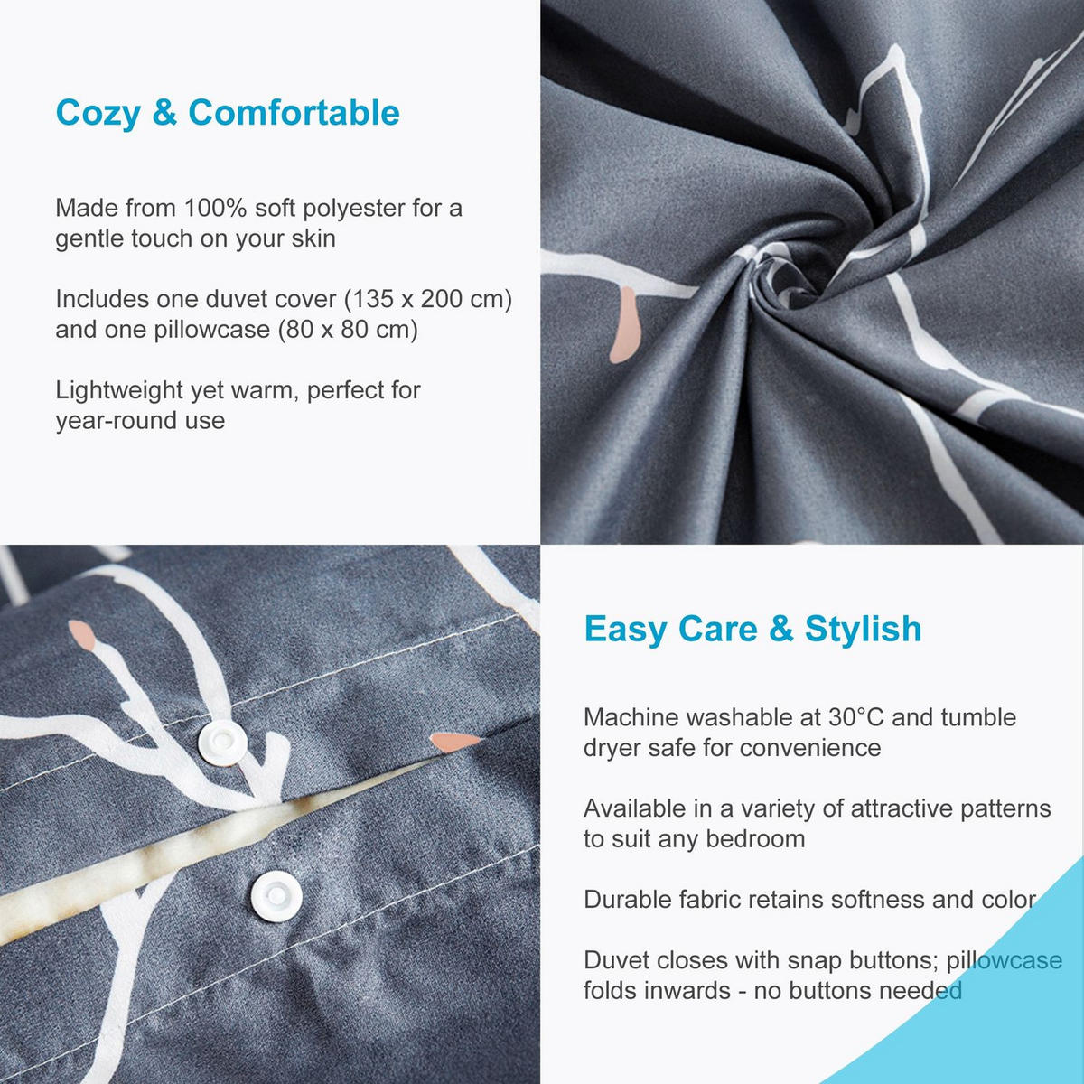 BETTWÄSCHE (Blau-Weiß) - Blau, Kunststoff (135/200cm) - Intirilife