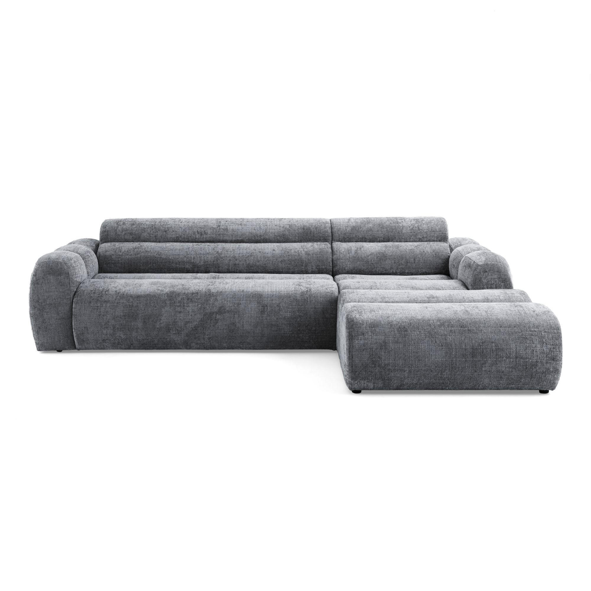 4-SITZER modulares Ecksofa VEER SET 1 Rechts, 298 x 175 cm, Chenille Webstoff Dunkelgrau - Dunkelgrau/Schwarz, Holz/Kunststoff (175/298cm) - Muffo