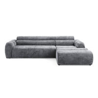 4-SITZER modulares Ecksofa VEER SET 1 Rechts, 298 x 175 cm, Chenille Webstoff Dunkelgrau - Dunkelgrau/Schwarz, Holz/Kunststoff (175/298cm) - Muffo