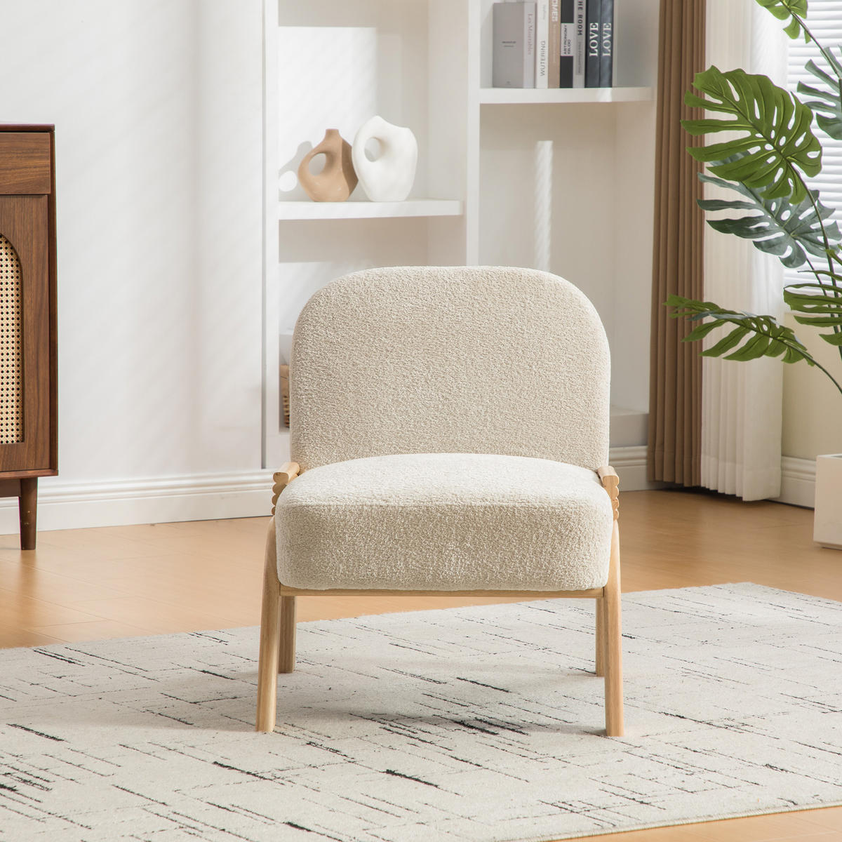 LOUNGESESSEL Chenille-Bezug mit Holzgestell, DE-42395, Beige - Beige, Holzwerkstoff (61/78/72cm) - ComfortXL