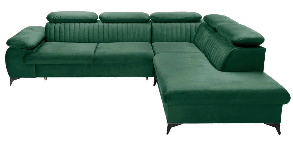 ECKSOFA 275 cm mit verstellbaren Kopfstützen Xanto L, Rechts, Grün - Grün, Holz (221/275cm) - Emporius