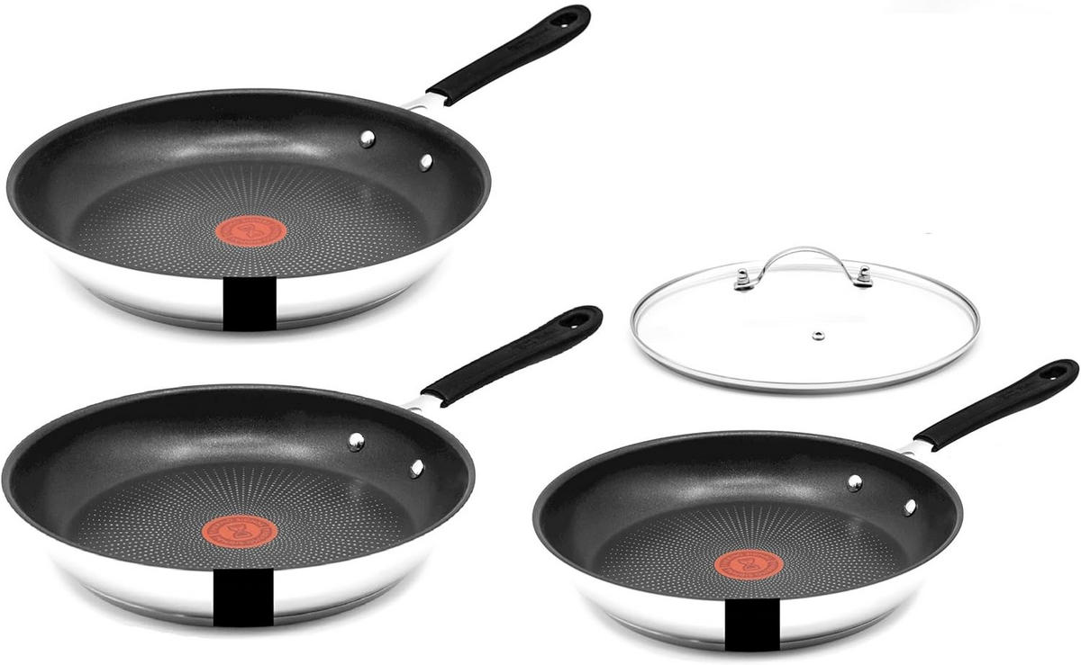PPFANNEN-SET E30 Jamie Oliver Silber 4-Teilig - Silberfarben, Keramik/Metall - Tefal