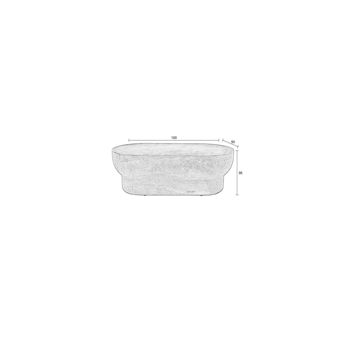 COUCHTISCH Noble Oval Beige - Beige, Stein (100/50/35cm) - Zuiver