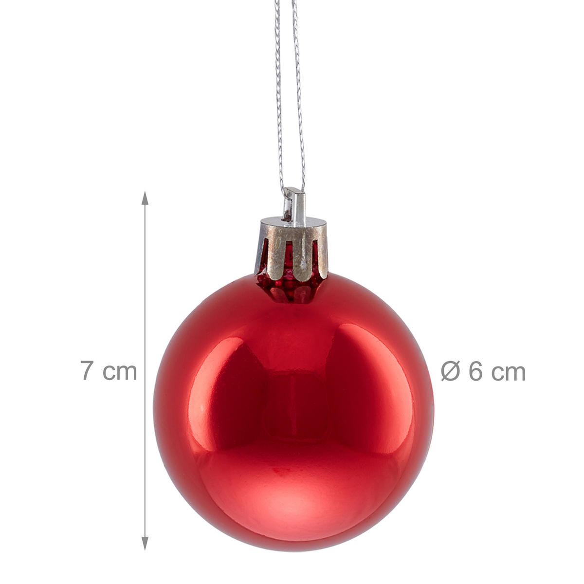 50XWEIHNACHTSKUGELN - Rot, Kunststoff (6/7/6cm) - Relaxdays