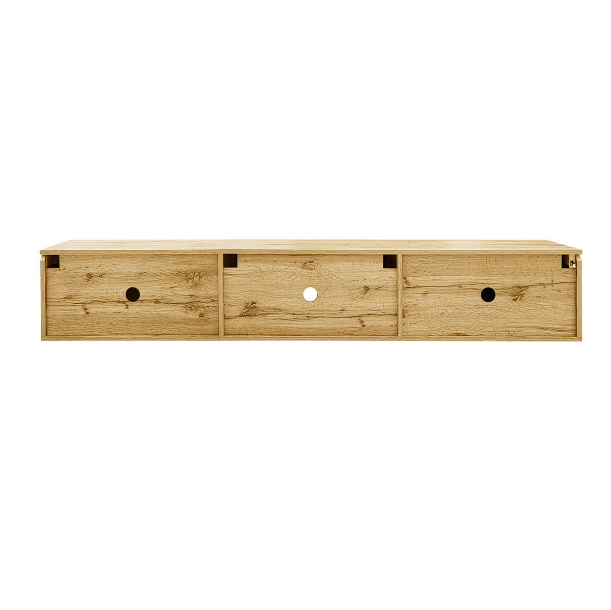 LOWBOARD 180/35/30 cm in Schwarz/Holzoptik mit LED-Beleuchtung, wandmontierbar - Schwarz, Holzwerkstoff (180/30/35cm) - Flora Grace